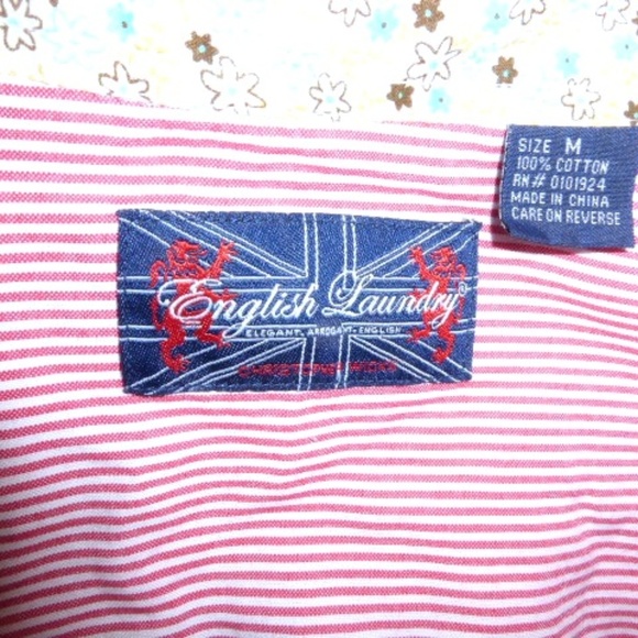 ENGLISH LAUNDRY STRIPE epaulets WORK shirt contrast cuff M - Picture 5 of 5